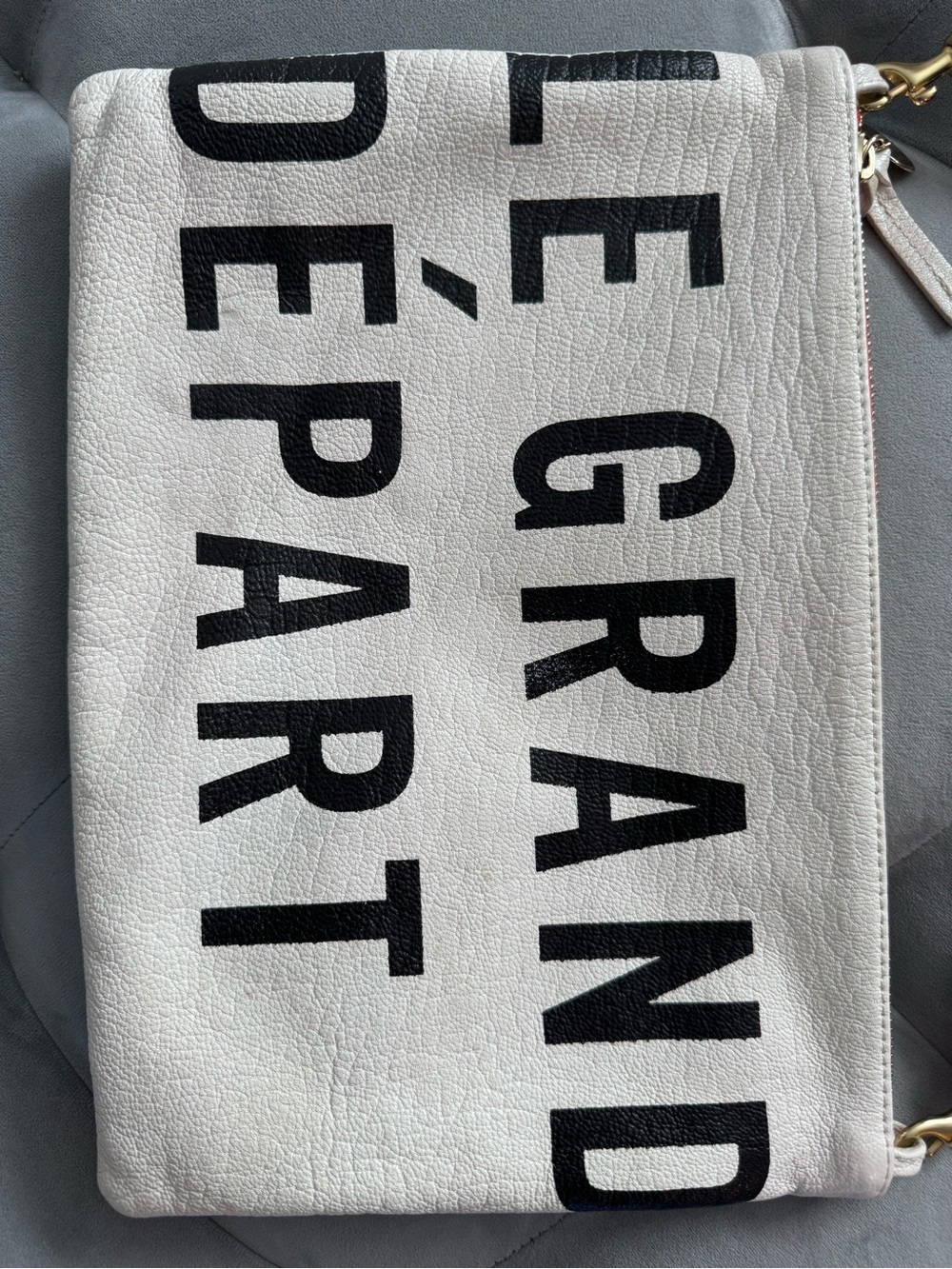CLARE V Eyes White Leather Flat Clutch with Tabs - Picture 4 of 13